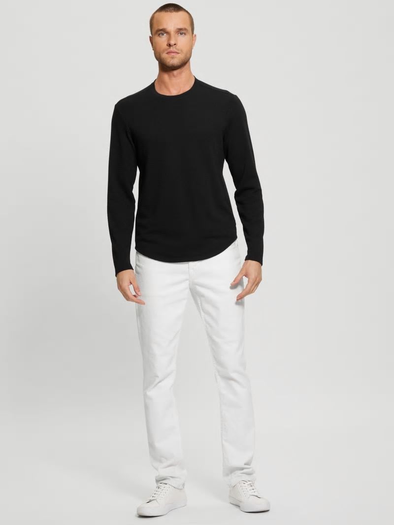 Guess Textured Long-sleeve Tee - Black