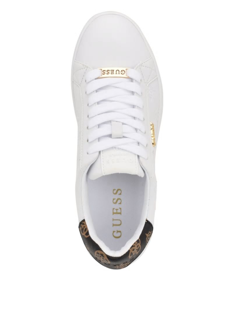 Guess Renzy Debossed Logo Low-Top Sneakers - White Graffiti