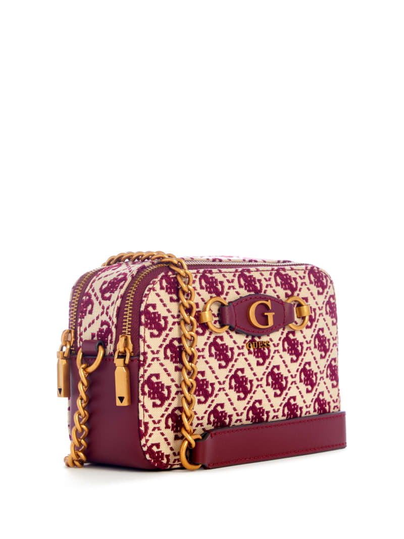 Guess Izzy Jacquard Logo Camera Bag - Burgundy