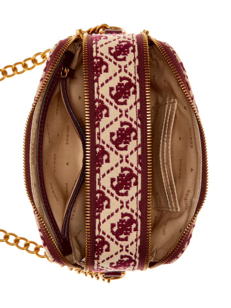 Guess Izzy Jacquard Logo Camera Bag - Burgundy