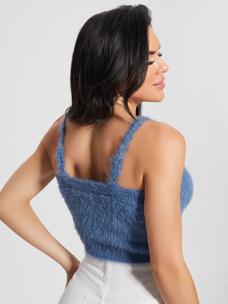 Guess Sahar Fuzzy Cami Sweater Top - Nordic Sea