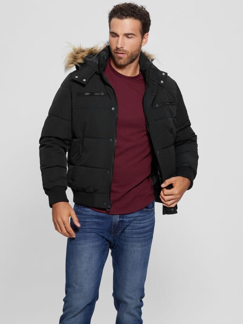 Guess Heavy Flight Puffer Jacket - Black