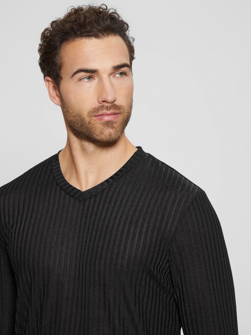 Guess Warehouse V-Neck Knit Tee - Black