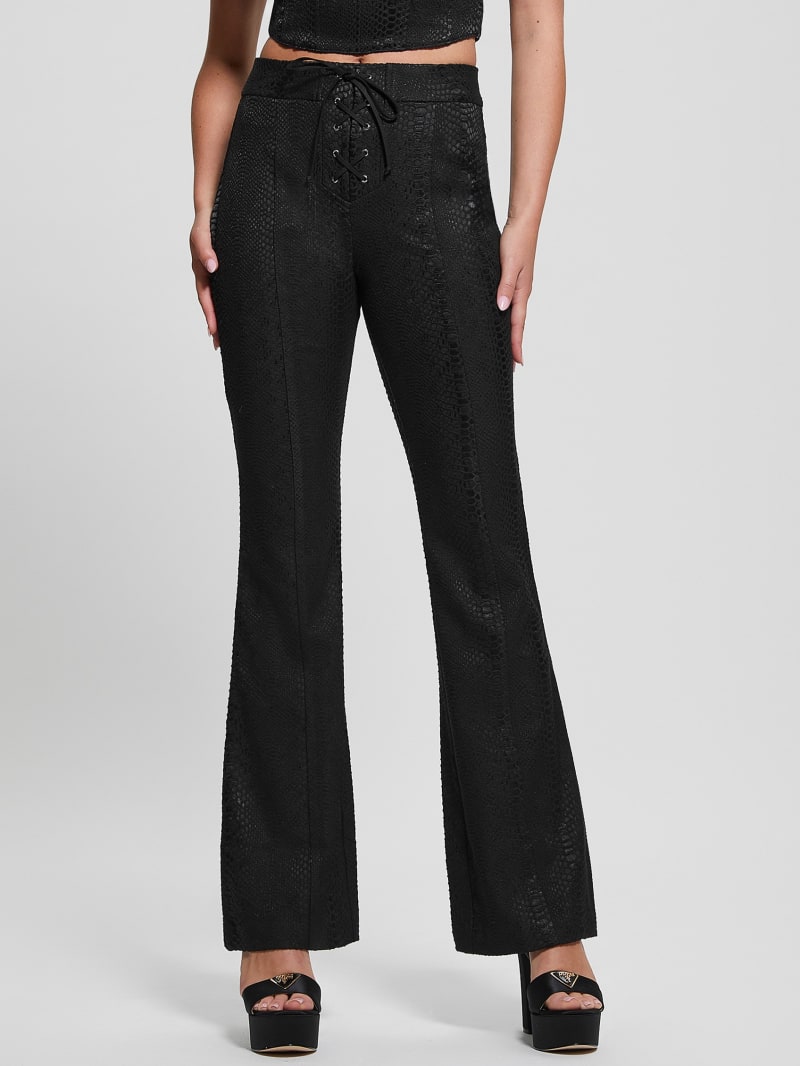 Guess Kiersten Lace-Up Pants - Black