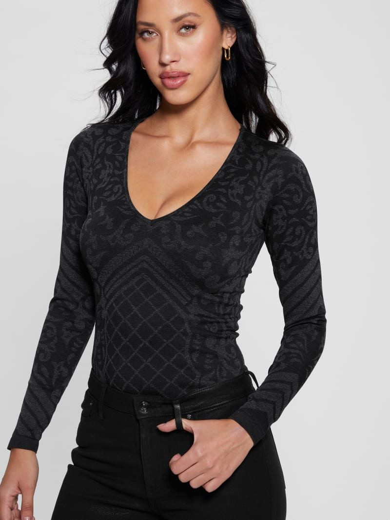 Guess Gemma Seamless Bodysuit - Jet Black Multi