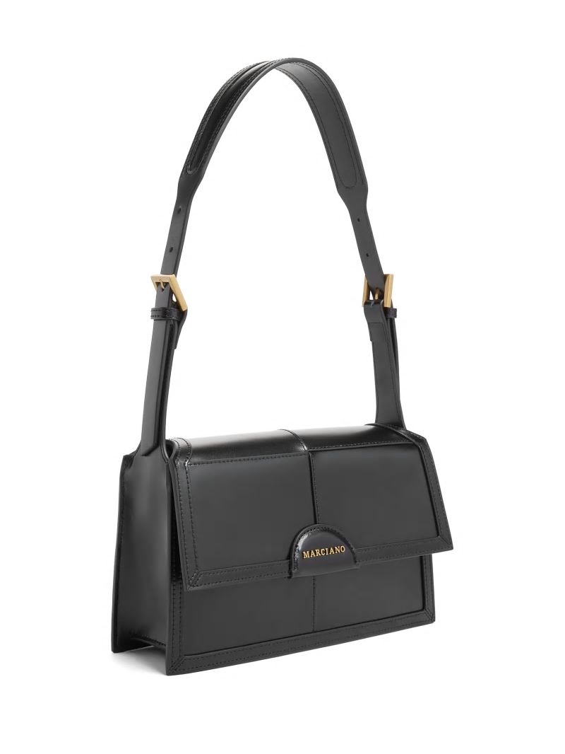 Guess Isa Convertible Leather Bag - Black