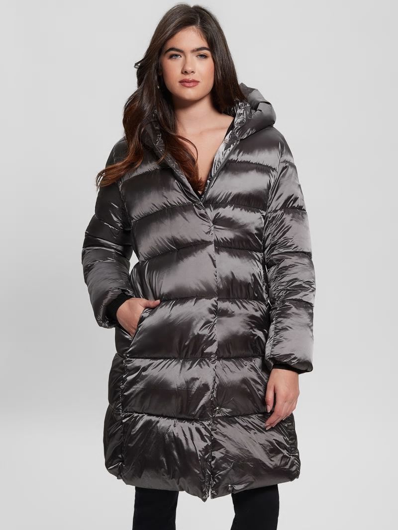 Guess Eco Rosetta Hooded Puffer Jacket - Night Stone Multi