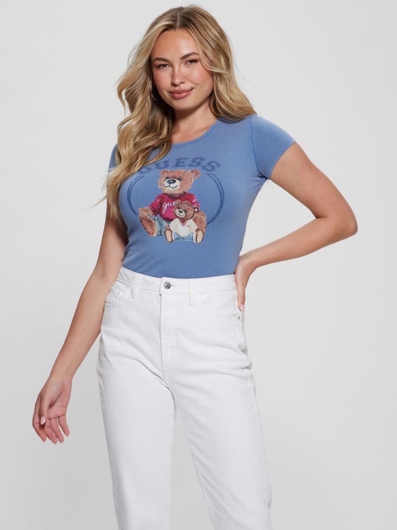 Guess Varsity Bear Tee - Nordic Sea Multi