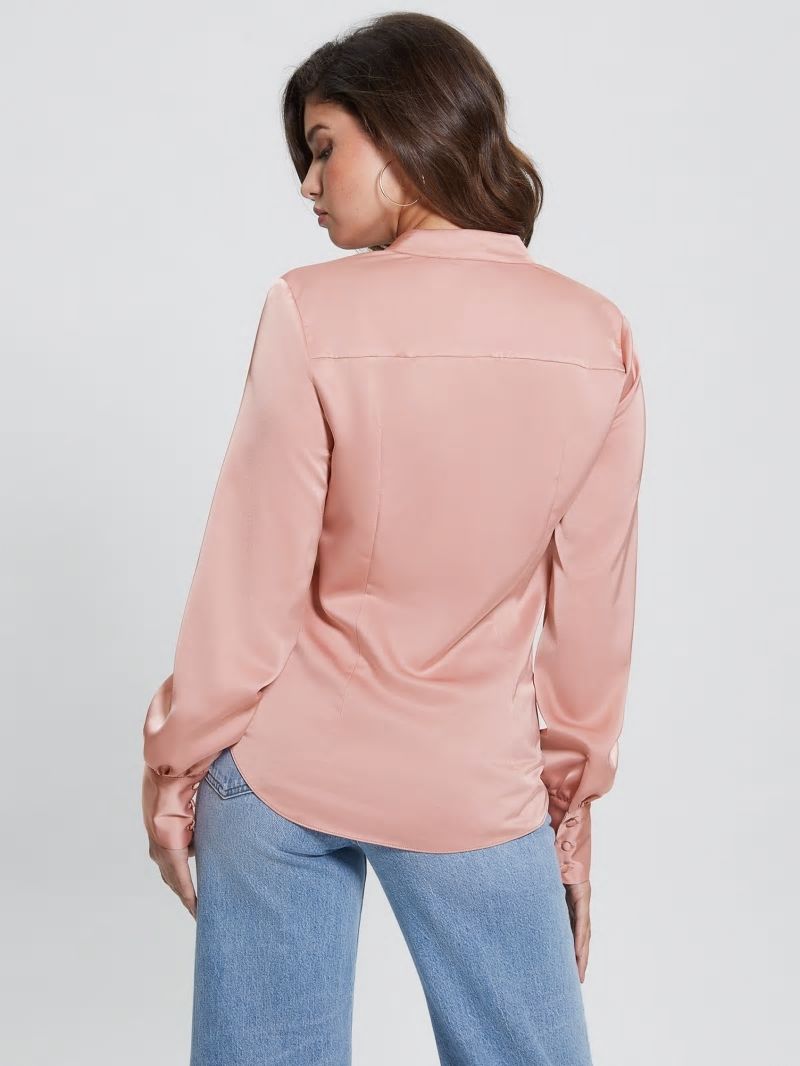 Guess Eco Rita Satin Shirt - Smooth Pink Multi