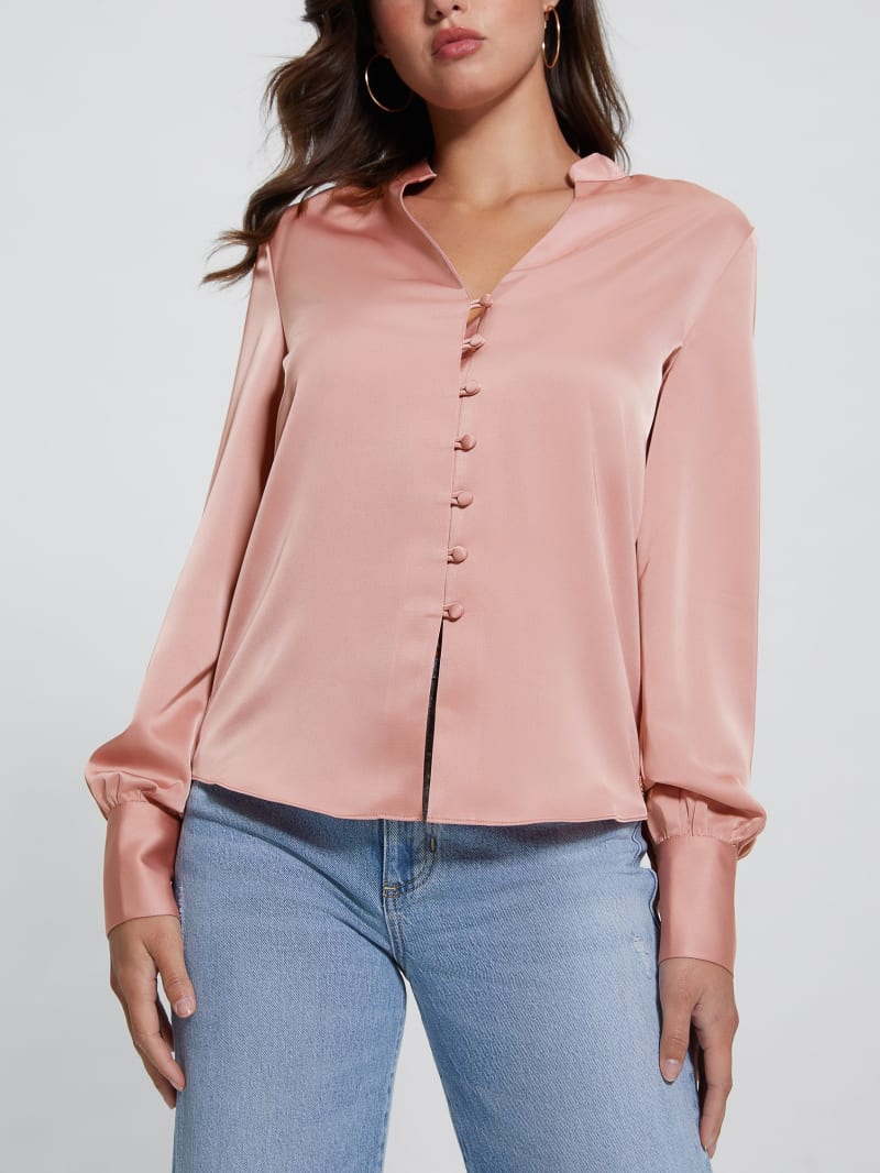 Guess Eco Rita Satin Shirt - Smooth Pink Multi