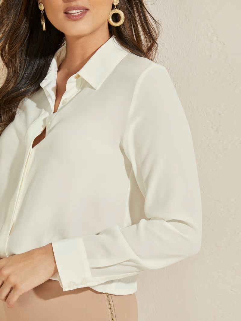 Guess The Silk Icon Blouse - Pale Pearl