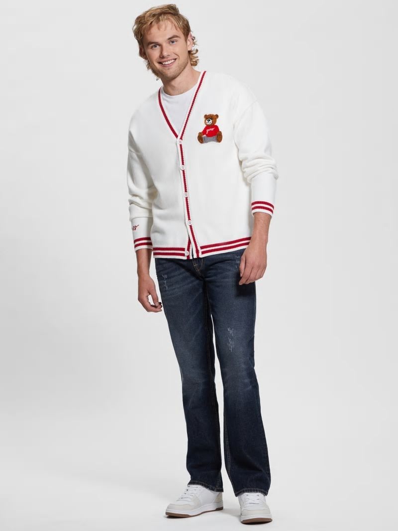 Guess Eco Liam Patch Cardigan - Salt White