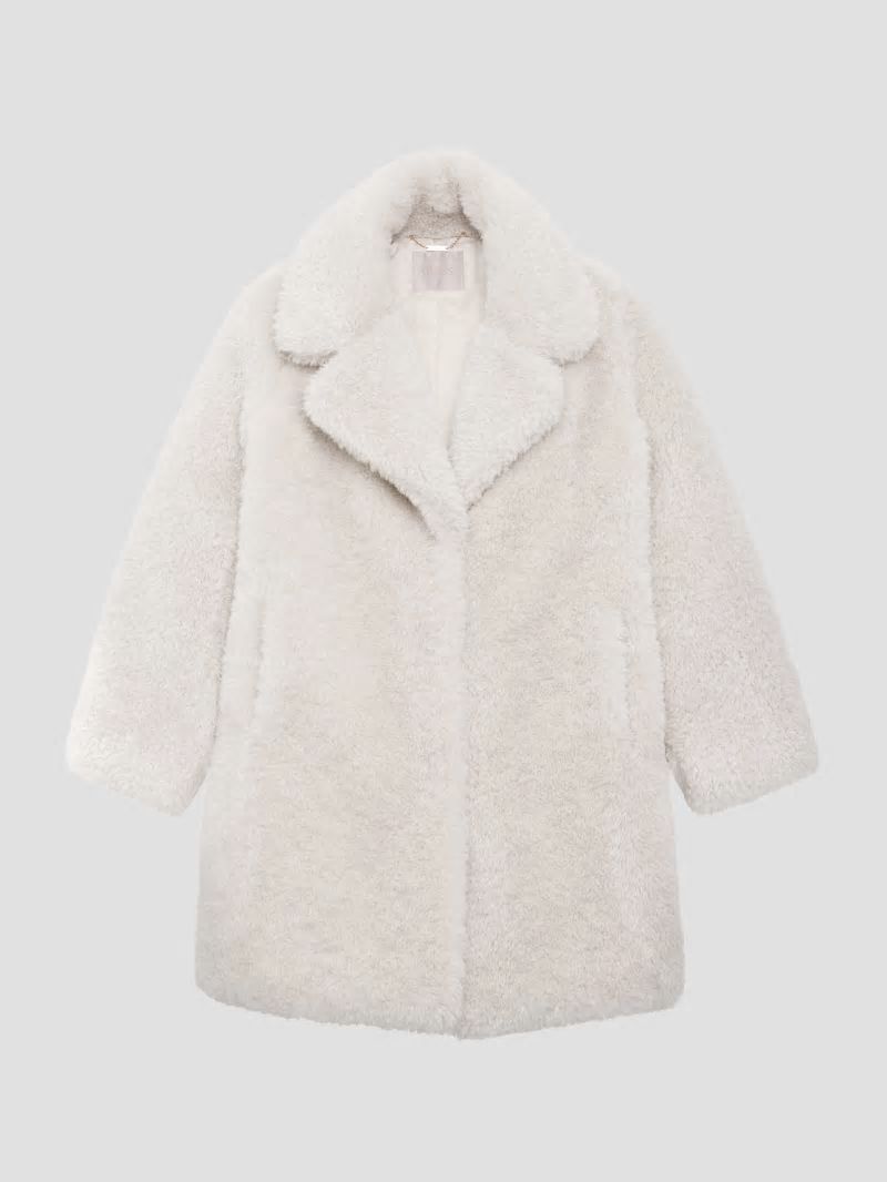 Guess Nives Faux-Fur Coat - Cream White