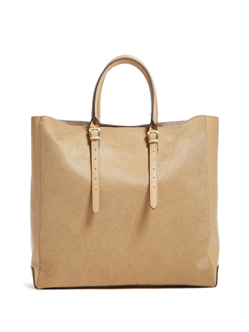 Guess Lady Luxe Leather Tote - Beige Overflow