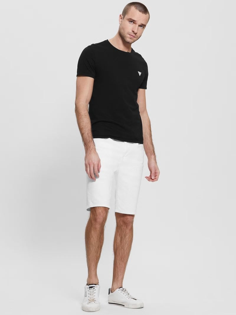 Guess Slim Destroyed Denim Shorts - Optic White Destroy