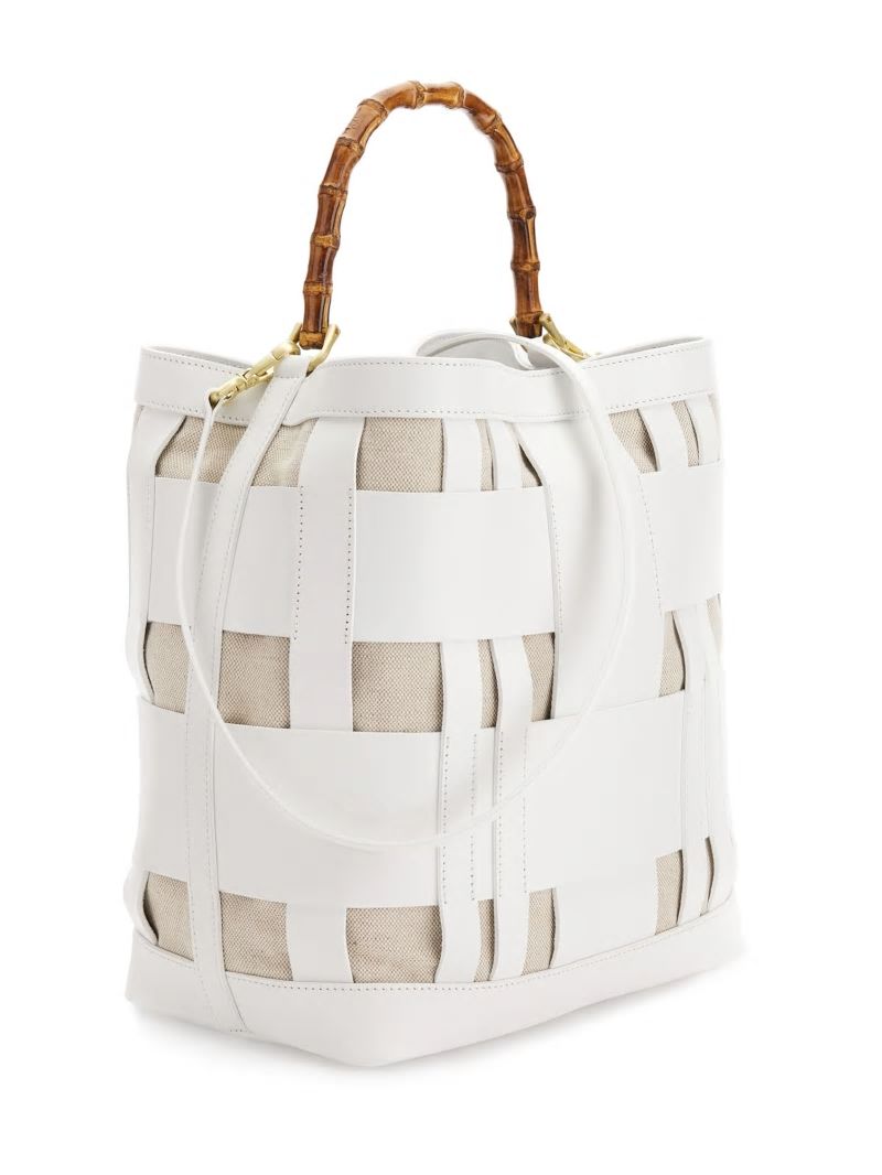 Guess Aida Woven Leather Hobo Bag - White Multi