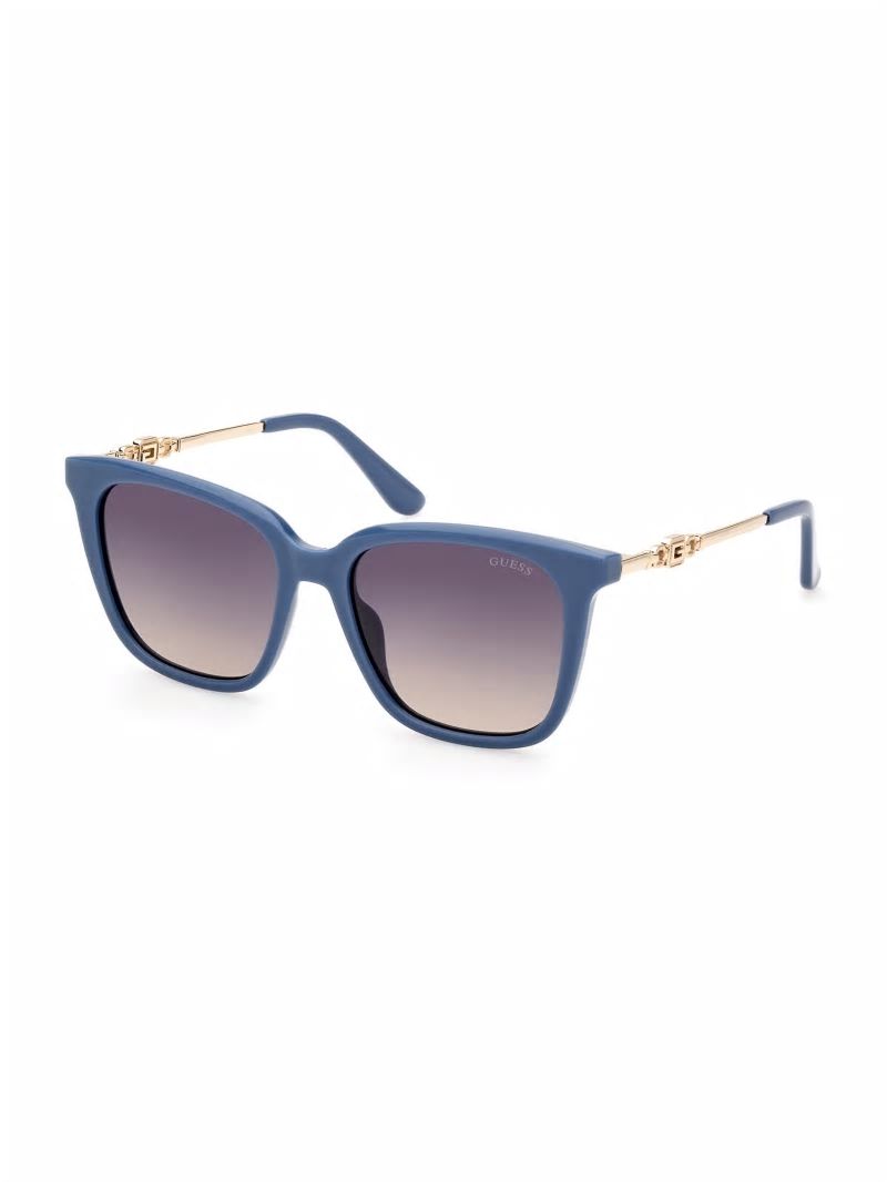 Guess Plastic Square G Sunglasses - Blue W/Silver