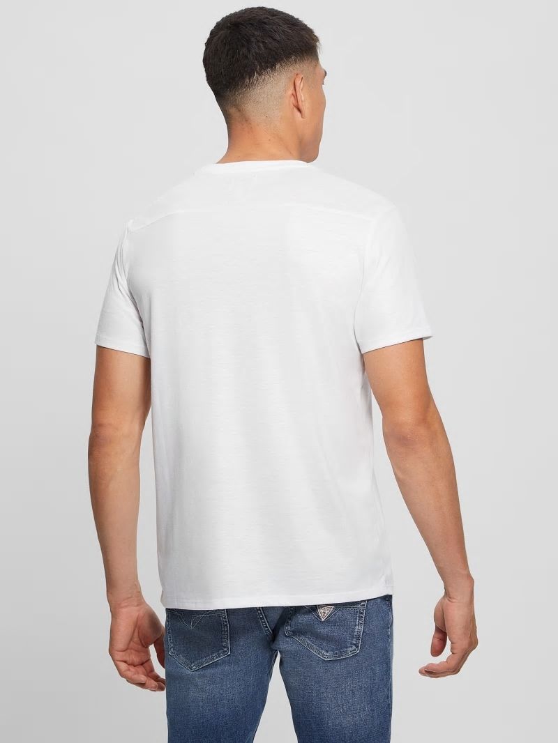 Guess Mason Yoke V-Neck Tee - Pure White