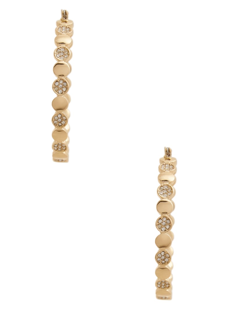 Guess Statement Stones Hoop Earrings - Gold