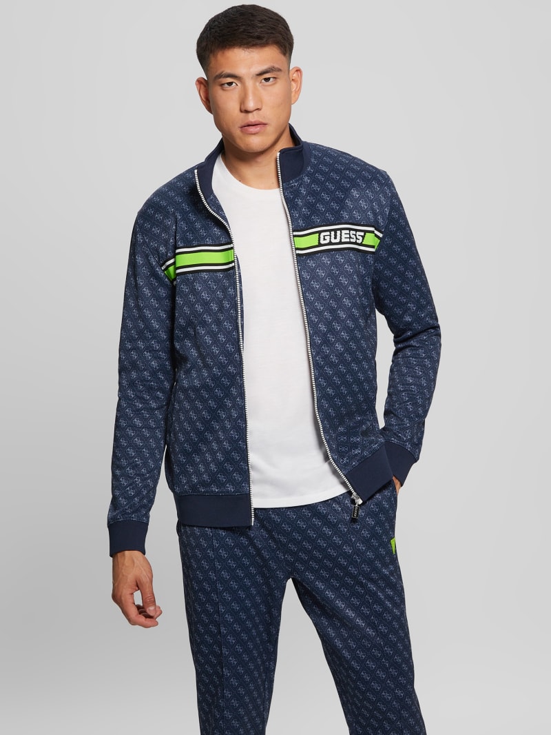 Guess Eco Korbin Track Jacket - 4g Aop Silk Blue