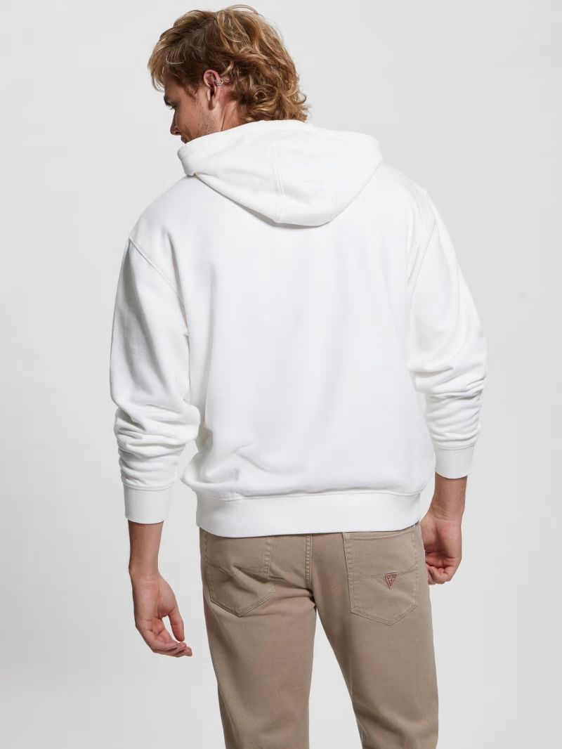 Guess Finch Terry Logo Hoodie - Salt White Multi