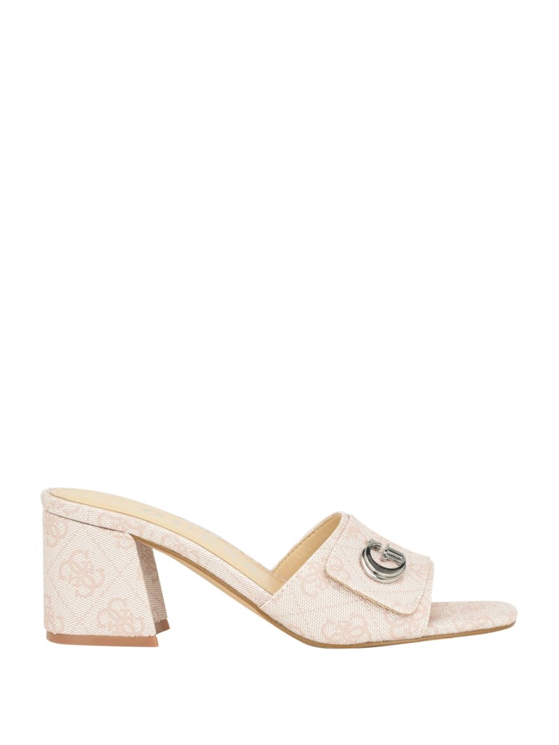 Guess Gallai Block Heel Mules - Ivory