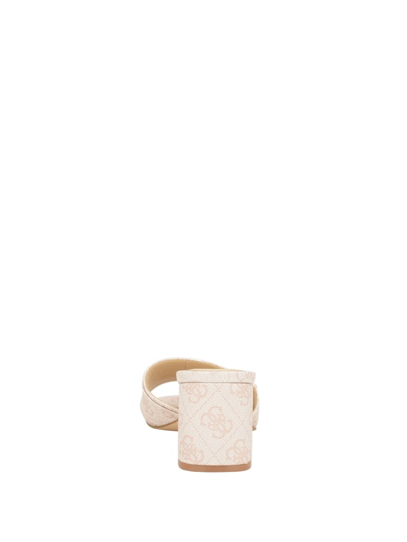 Guess Gallai Block Heel Mules - Ivory