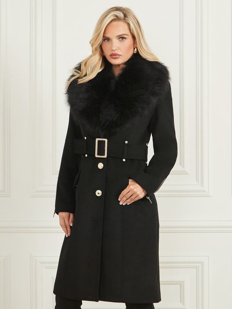 Guess Alice Wool-Blend Coat - Black