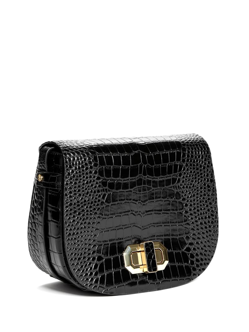 Guess Crocodile Saddle Bag - Black