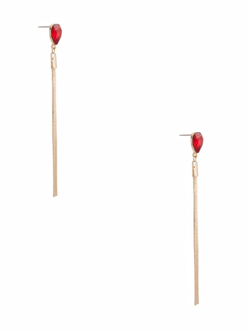 Guess Ruby Stud Drop Earrings - Lacquer Red A503