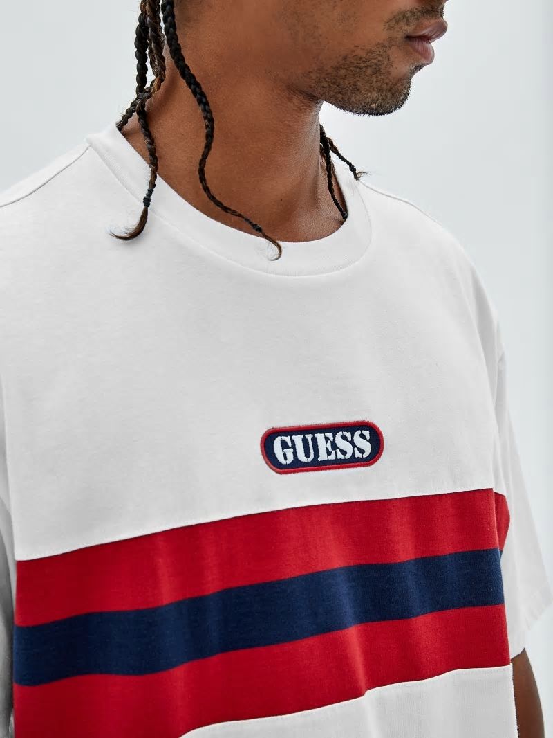 Guess GUESS Originals Varsity Striped Tee - Pure White Multi