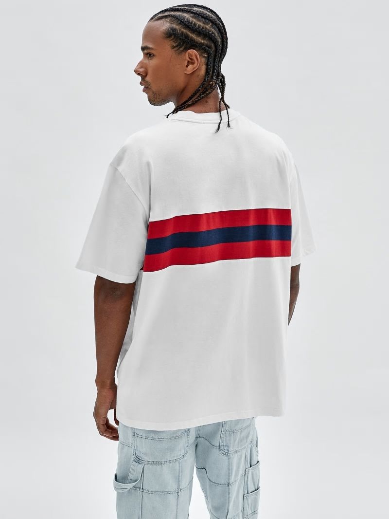 Guess GUESS Originals Varsity Striped Tee - Pure White Multi