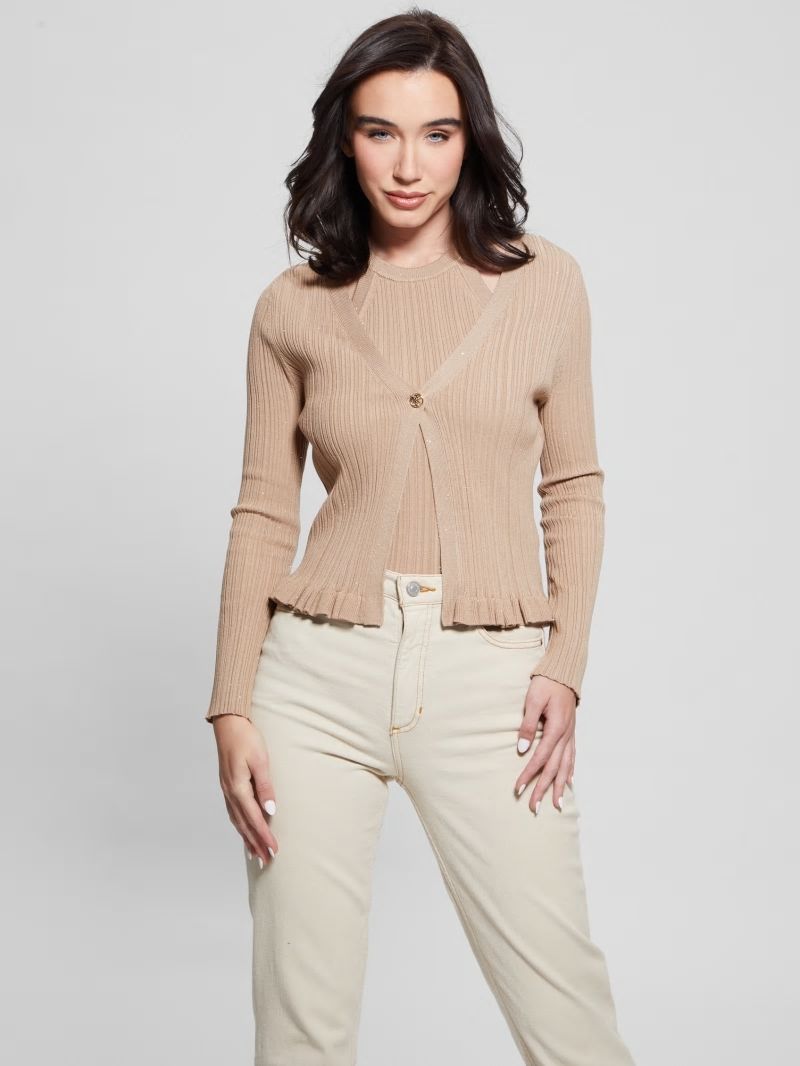 Guess Estelle Sequin Cardigan - Wet Sand