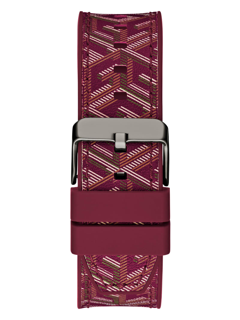 Guess G-Cube Red Leather Multifunction Watch - Burgundy