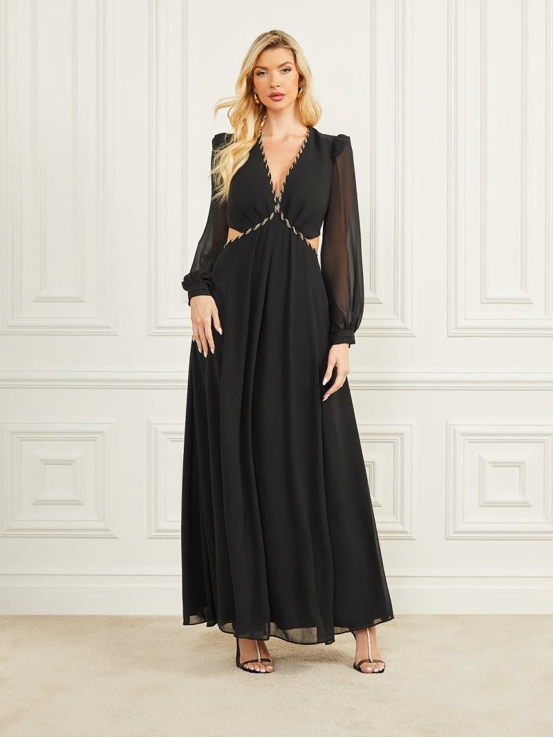 Guess Ursula Mesh Gown - Black