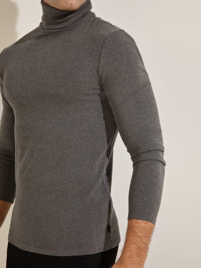 Guess Mateo Turtleneck Tee - Dark Coal Heather