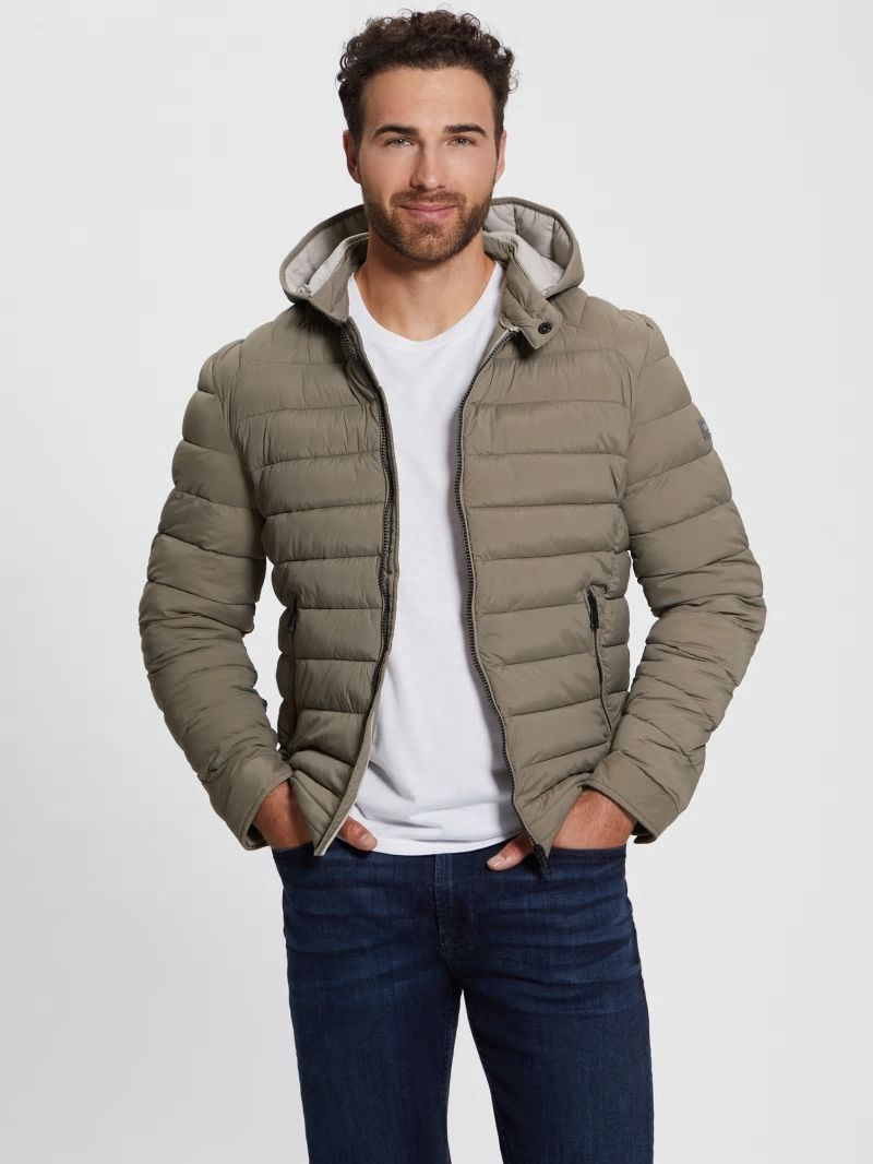 Guess Eco Tech-Stretch Hooded Jacket - Walnut Shell