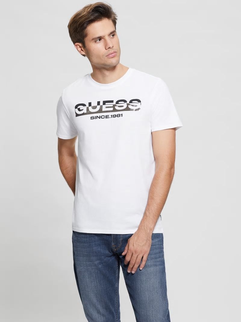 Guess Eco Metallic-Accented Tee - Pure White