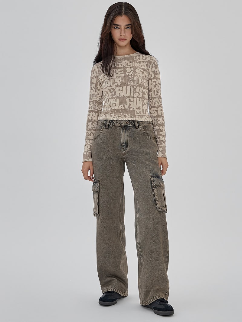 Guess GUESS Originals Waffle-Knit Top - Rome Taupe Multi