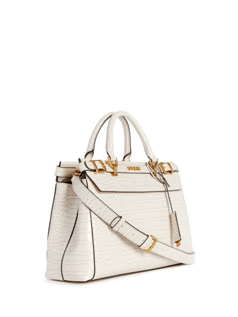 Guess Sestri Crocodile-Embossed Satchel - White