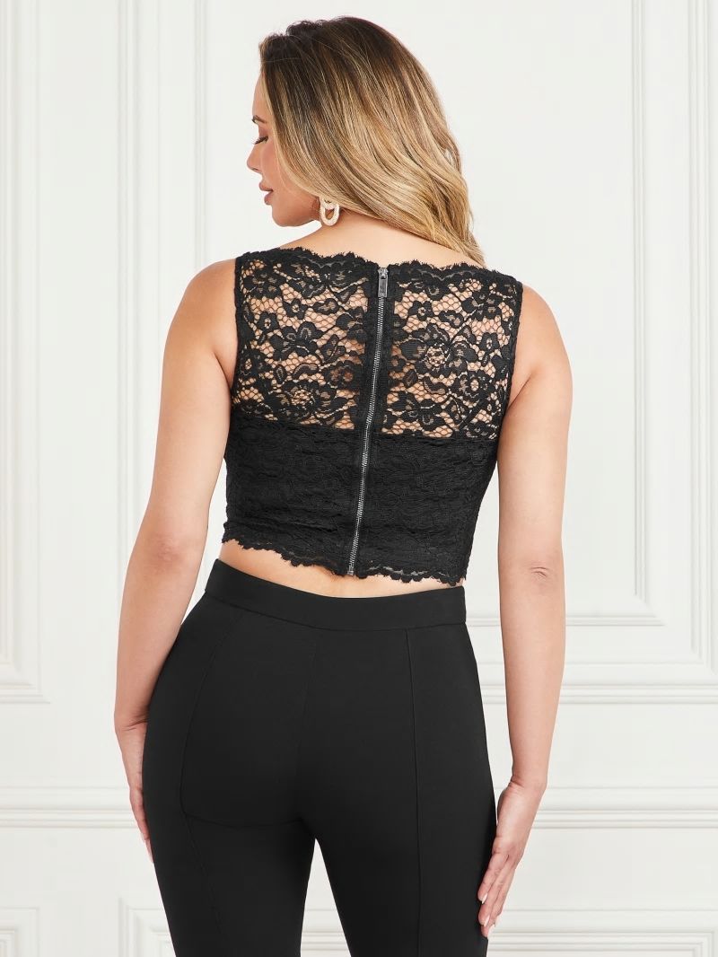 Guess Vesper Lace Corset Top - Black