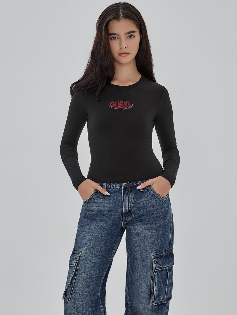 Guess GUESS Originals Eco Oval Logo Top - Black