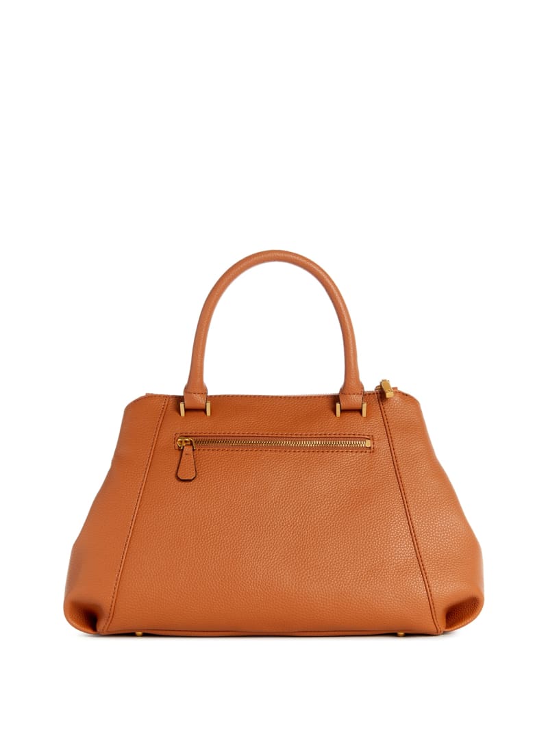 Guess Laryn Pebbled Luxury Satchel - Cognac