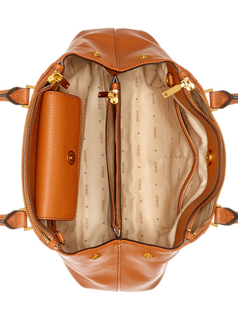 Guess Laryn Pebbled Luxury Satchel - Cognac