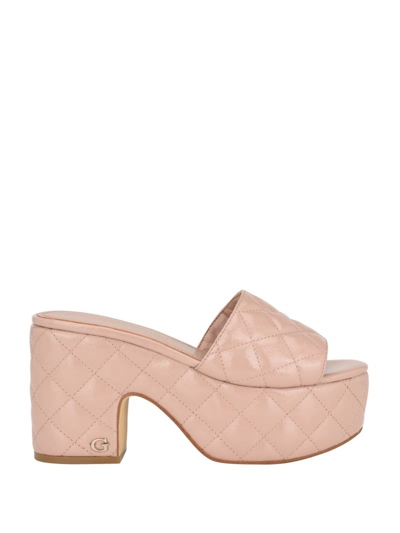 Guess Yanni Quilted Platform Mules - Light Natural 110