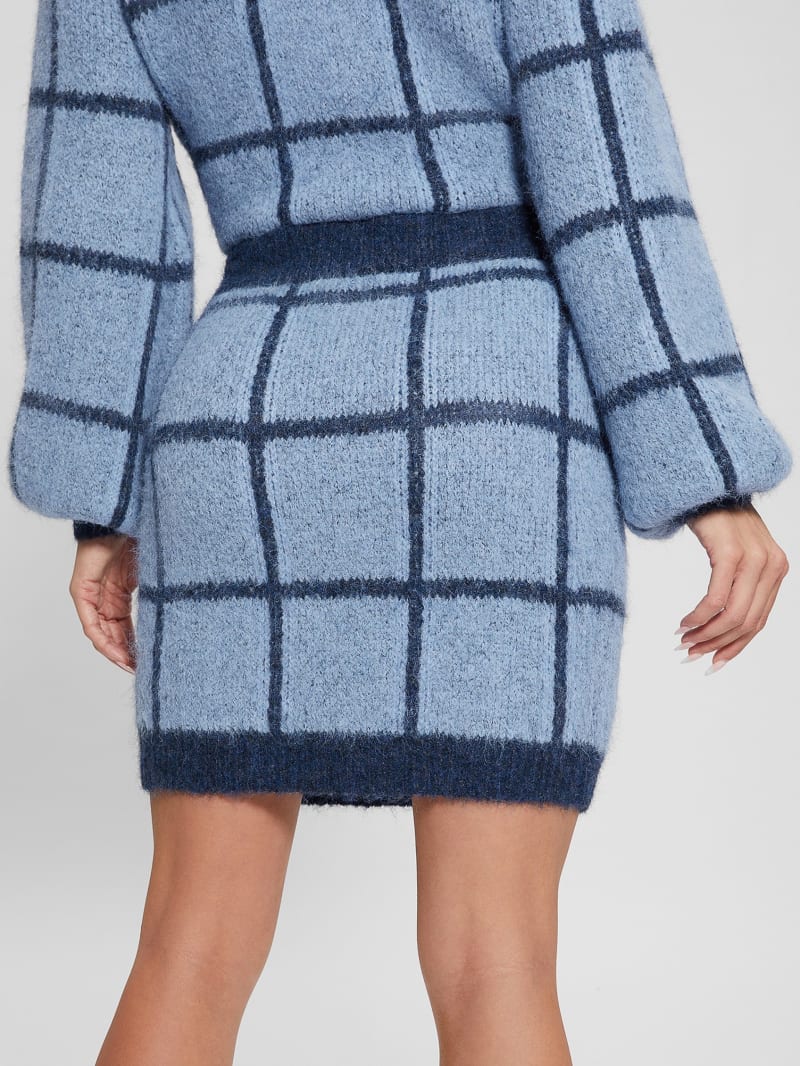 Guess Nadia Plaid Sweater Skirt - Blue Check