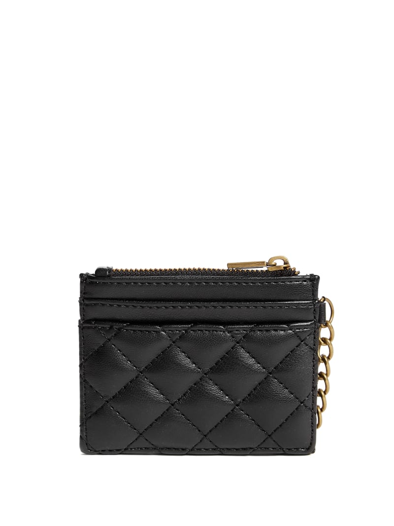 Guess Quilted Card Holder - Black Snakeskin