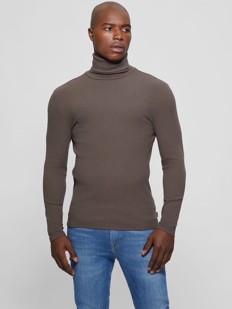 Guess Mateo Turtleneck Tee - Chocolate Brownie