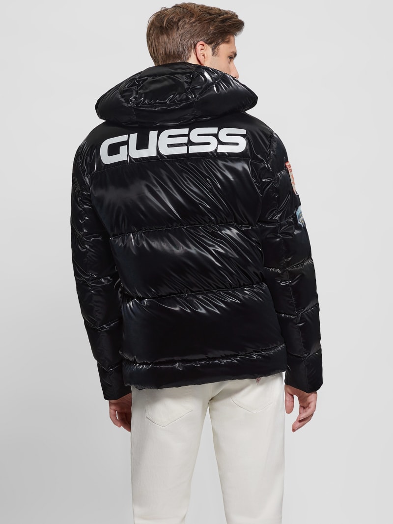 Guess Arctic Patch Puffer Jacket - Jet Black Multi