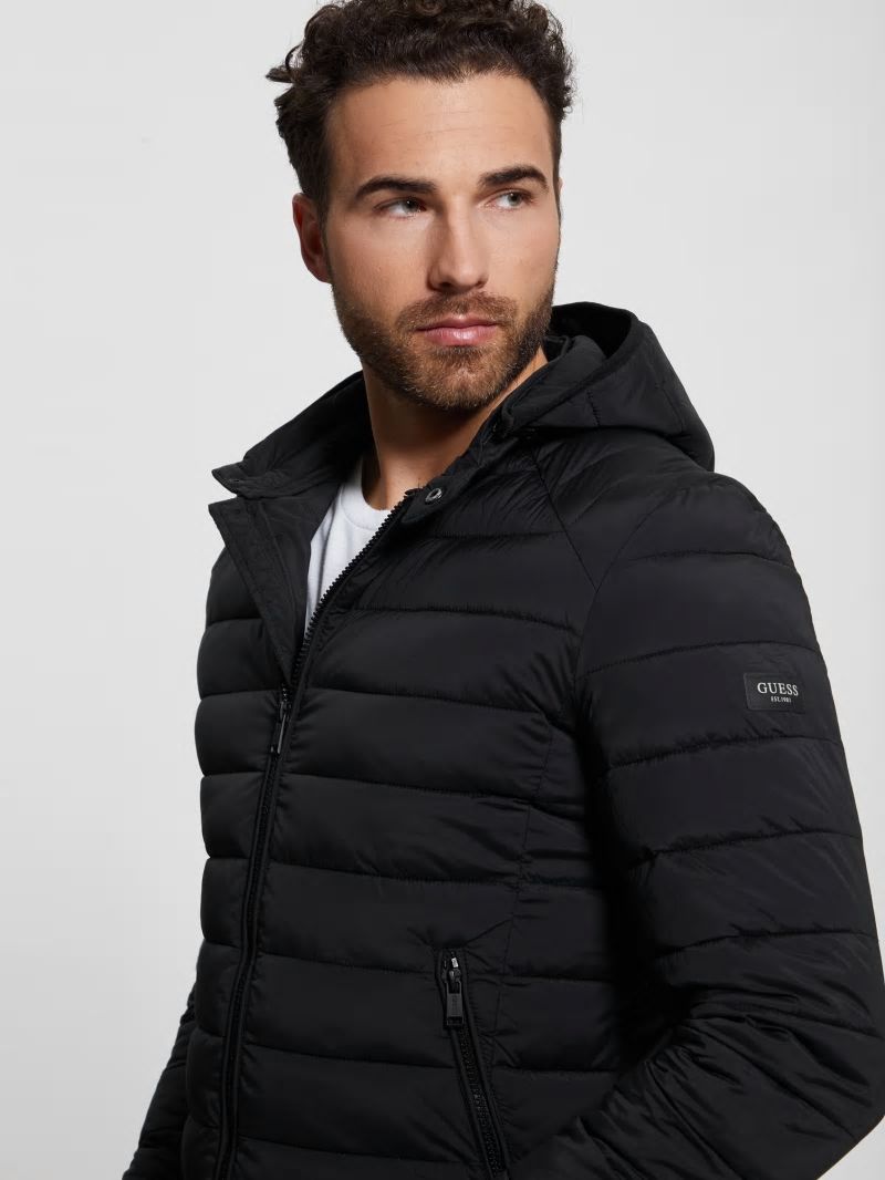 Guess Eco Tech-Stretch Hooded Jacket - Black